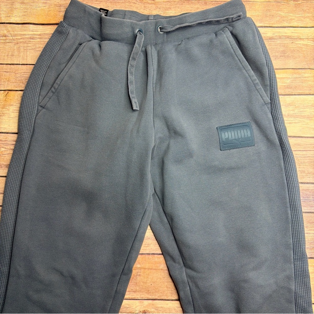 Puma Men's Dark Gray Fleece Joggers with Side Rib Panels